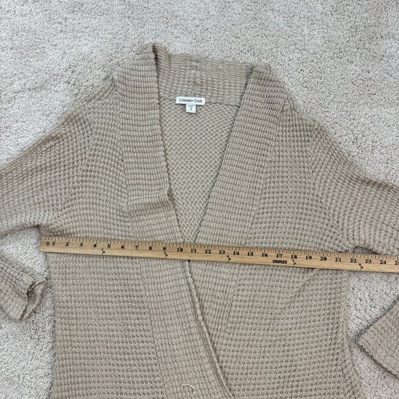 ColdWater Creek Sweater Cardigan Duster Womans 1X 18 Open Front Tan Stretch Knit - Picture 12 of 16